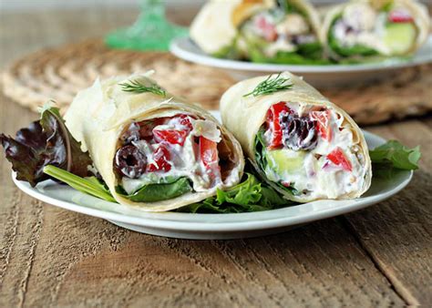 Vegetarian Creamy Greek Salad Sandwich Wraps (Chicken Option)