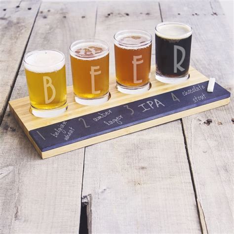 Bamboo and Slate Craft Beer Tasting Flight Board with 'BEER' Engraved ...