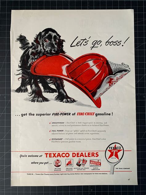 Vintage 1946 Texaco Gasoline Print Ad - Etsy