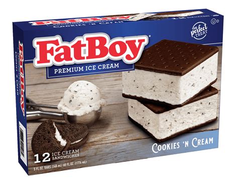 Fatboy Ice Cream Sandwiches, Cookies N' Cream, 5 fl oz, 12 Count - Walmart.com