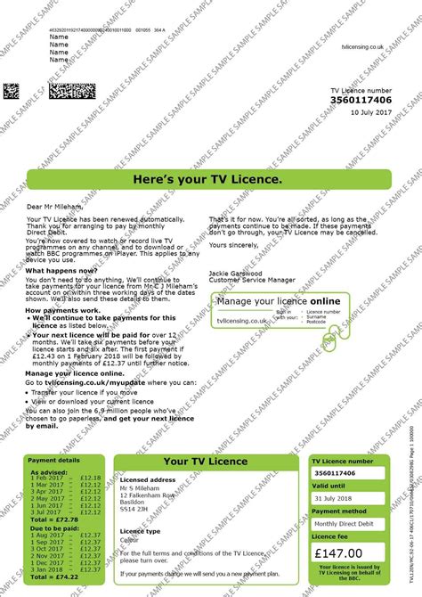 TV Licence Utility Bill | Utility bill, Direct debit, Sample