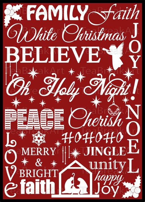 Christmas Word Art Typography PNG JPG EPS Cutting Files - Etsy