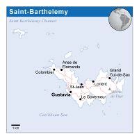 Detailed map of St. Barthelemy with roads and cities | Saint Barthelemy ...