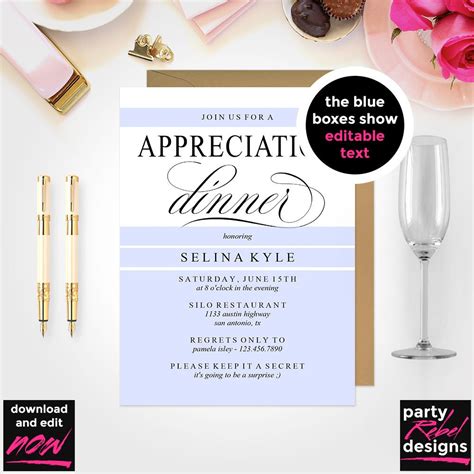 Appreciation Dinner Invitation Printable Template - Etsy