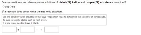 Solved Does a reaction occur when aqueous solutions of | Chegg.com