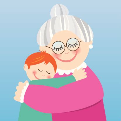 Grandmother Hugging Her Grandson Stock Illustration - Download Image ...