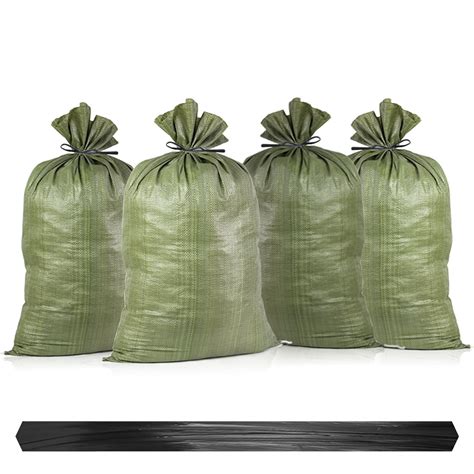 Buy 10 Pack Sand Bags Flood Protection Green Sandbags for Flooding ...