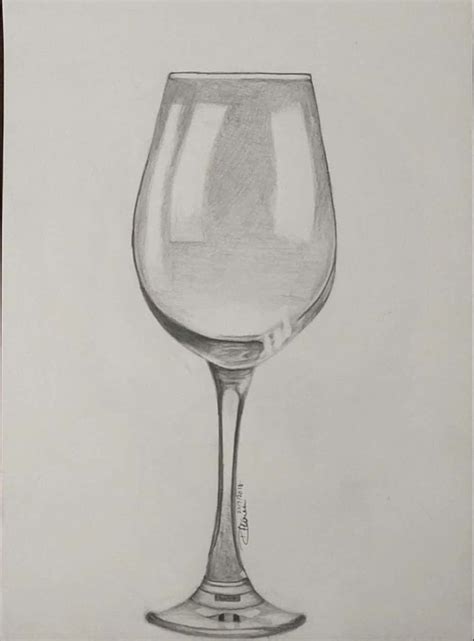 'Wine glass' in pencil | kunst in 2019 | Pencil drawings ... | Wine glass drawing, Pencil ...