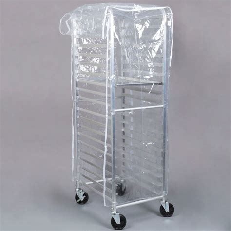 Heavy Duty Clear Bun Pan Rack Cover with 3 Zippers - 28" x 24" x 63"