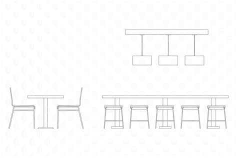 Archade | A Fastfood Restaurant Eating Area Elevation Vector Drawings