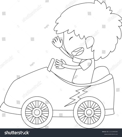 Boy Racing Car Black White Doodle Stock Vector (Royalty Free ...