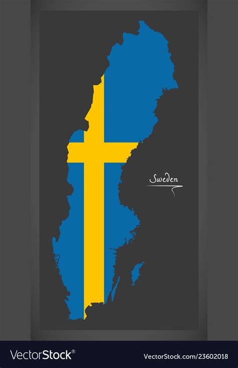 Flag Map Of Sweden Free Vector Maps Sweden Map Sweden Flag Map Vector ...