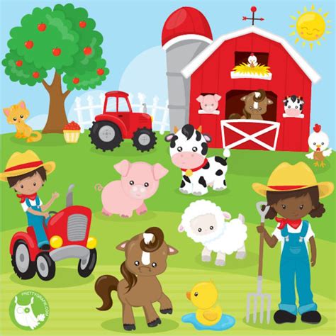 Farm Animals Clipart Commercial Use Clipart Vector Graphics - Etsy Israel