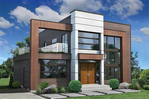 Two-story Contemporary House Plan with Upstairs Terrace - 80963PM | Architectural Designs ...