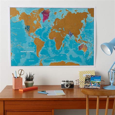 Maps International Scratch The World Watercolor Map – Scratch Off World Map Poster – Most ...