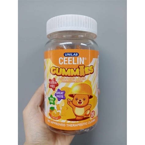 Unilab Ceelin Gummies Ascorbic Acid Gluten Free 100% Vegan Halal Orange Flavor 30 Gummies ...