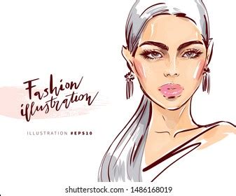 Hand Drawn Beautiful Young Woman Face Stock Vector (Royalty Free) 1486168019 | Shutterstock