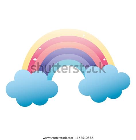 Nature Beauty Rainbow Fluffy Clouds Stock Vector (Royalty Free ...