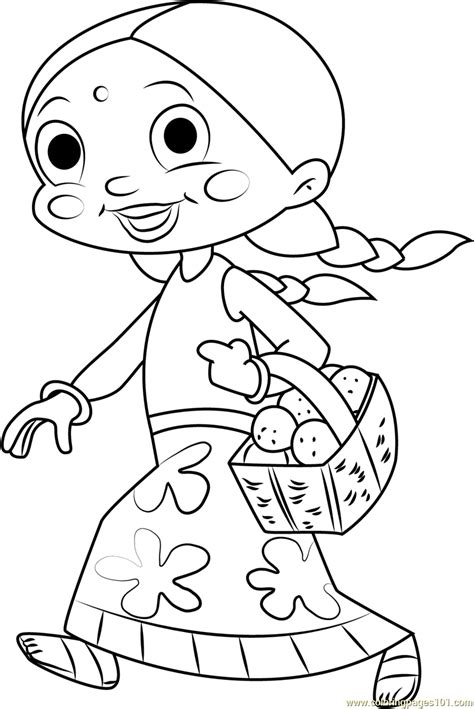 Chutki coming with Laddus Coloring Page for Kids - Free Chhota Bheem ...