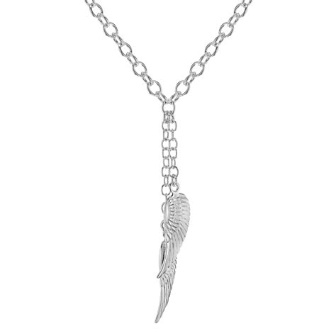 SILVER Double Angel Wing Adjustable Belcher Necklace 16-18" - QVC UK