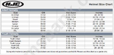 Hjc Helmet Size Chart printable pdf download