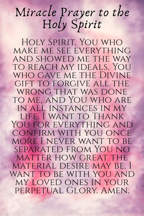 Miracle Prayer to the Holy Spirit | Miracle prayer, Inspirational quotes, Attitude of gratitude