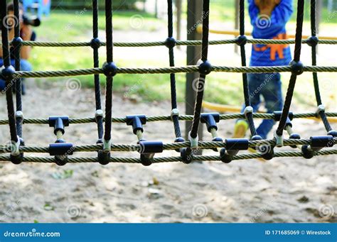 Rope Bridge at the Playground for Kids Stock Image - Image of outdoor ...