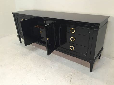 Black Lacquer Dresser with New Brass Hardware at 1stDibs