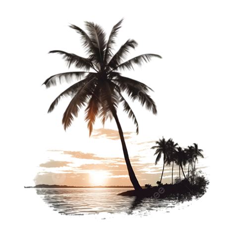 Coconut Tree Silhouette Dusk Beach Silhouette, Coconut Tree, Silhouette, Beach PNG Transparent ...