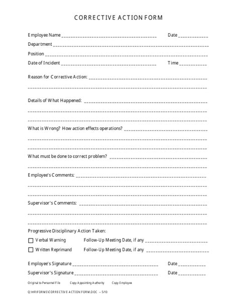 Corrective Action Form - Fill Out, Sign Online and Download PDF ...