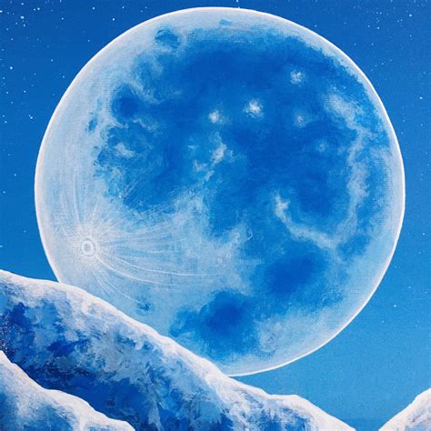 Full Blue Moon Acrylic Painting, 12x12 - Etsy