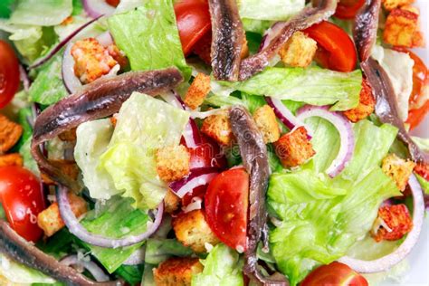 Fresh Healthy Classic Caesar Salad with Anchovies. Stock Image - Image of chicken, fresh: 68335219