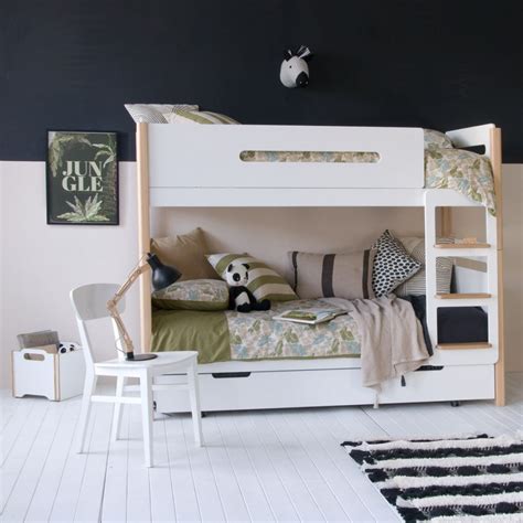 The Edit Bunk Bed with Trundle - Natural + White | Solid storage bunk ...