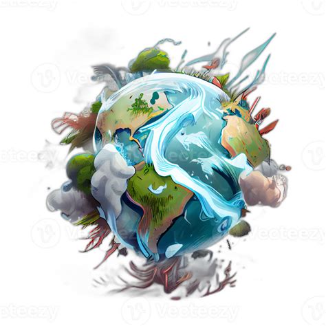 Climate change illustration with transparent background, Global warming illustration artwork ...