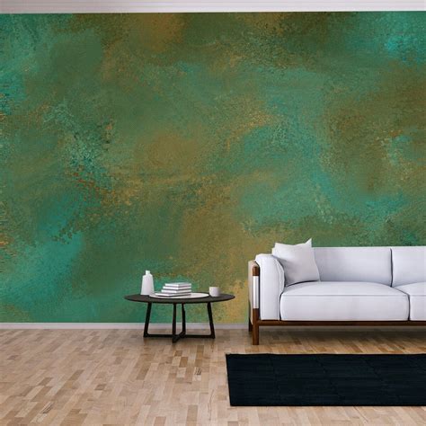 Emerald Green Metallic Rusty Texture Background. Aged Vintage Green Rust Stains Wallpaper Living ...