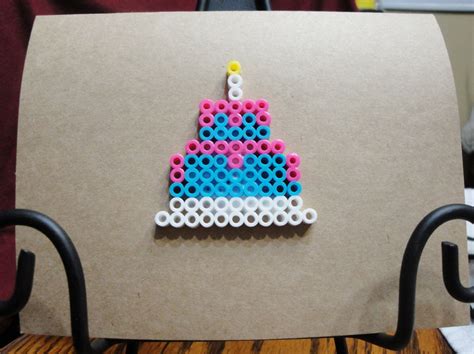 Birthday Cake Perler Bead Greeting Card by SillyBees on Etsy https://www.etsy.com/listing ...