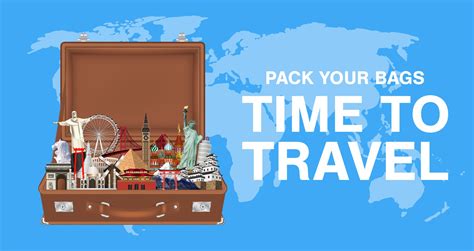 pack your bags time to travel with world landmarks 2287459 Vector Art at Vecteezy