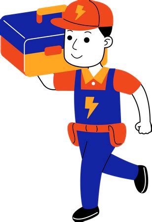 Best Male Electrician carrying tool box Illustration download in PNG ...