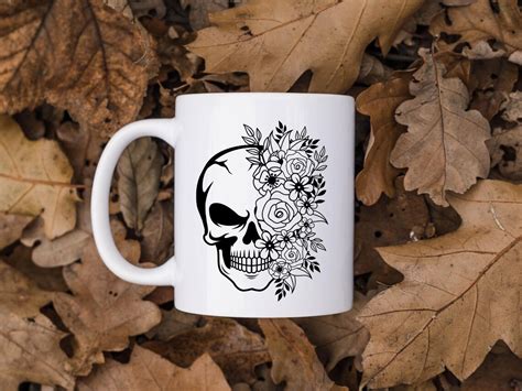 Floral Skull Svg Skull Face Svg Cute Skull Svg Skull With - Etsy