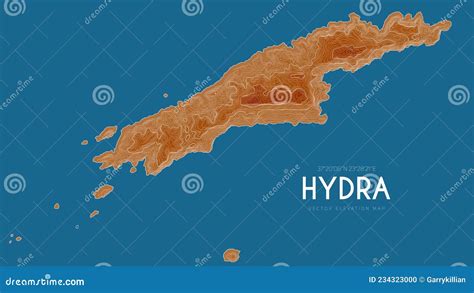 Topographic Map Of Hydra, Greece. Vector Detailed Elevation Map Of ...