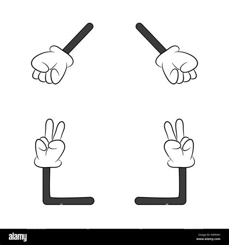 Image of cartoon human gloves hand with arm gesture set. Vector ...