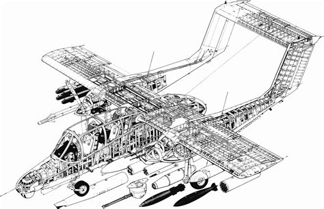 North American Rockwell OV-10 Bronco Cutaway Drawing in High quality