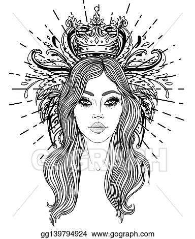 EPS Vector - Divine goddess. black and white woman over sacred geometry sign, isolated vector ...