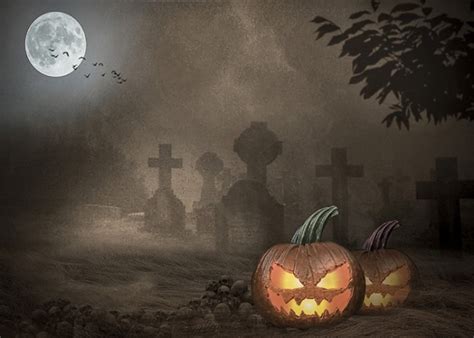 Terrifying Cemetery Graveyard Scary Pumpkin Halloween Backdrop Party Decoration Prop Photography ...