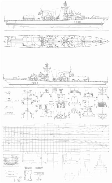 HMS Norfolk (F230) Type 23 frigate Blueprint - Download free blueprint ...