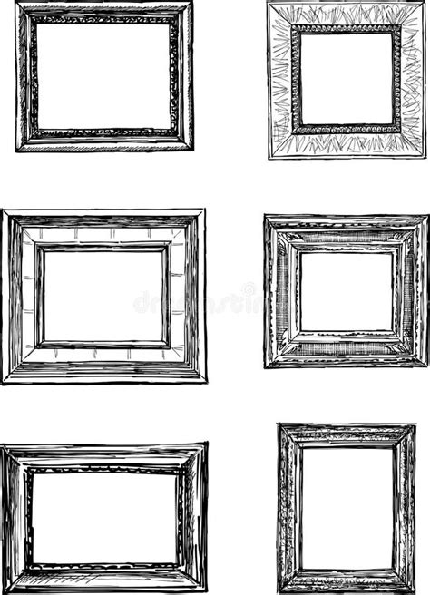 Vector Sketches of Various Wooden Decorative Frames for Pictures Stock Vector - Illustration of ...