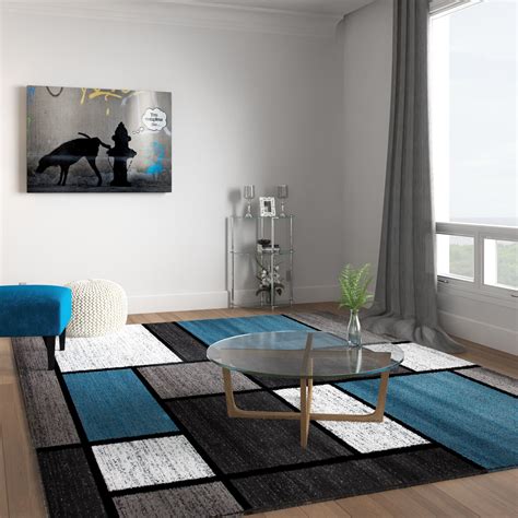 World Rug Gallery Contemporary Modern Boxed Color Block Area Rug - Bed Bath & Beyond - 10302952 ...