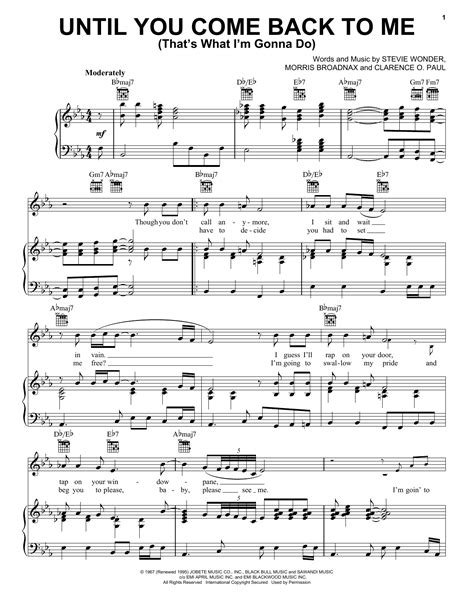 Until You Come Back To Me (That's What I'm Gonna Do) | Sheet Music Direct