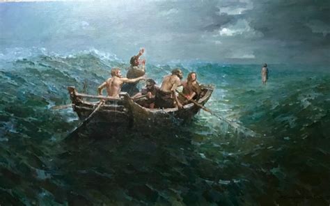 Jesus Walking On Water Painting at PaintingValley.com | Explore collection of Jesus Walking On ...