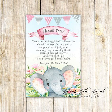30 thank you cards watercolor elephant baby shower birthday – Pink the Cat